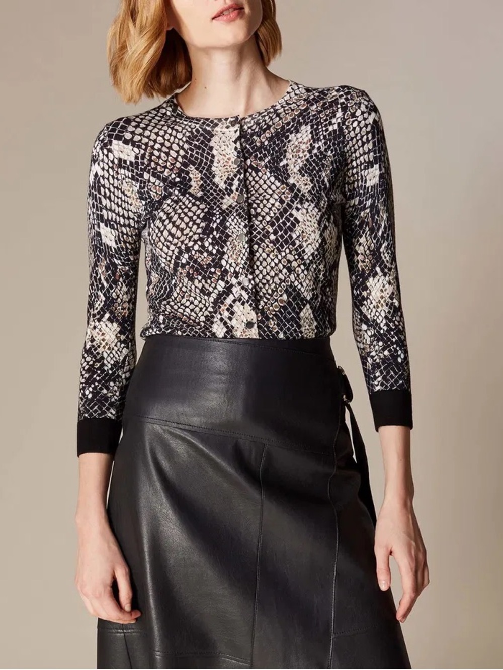 KAREN MILLEN Snakeskin Print Cardigan